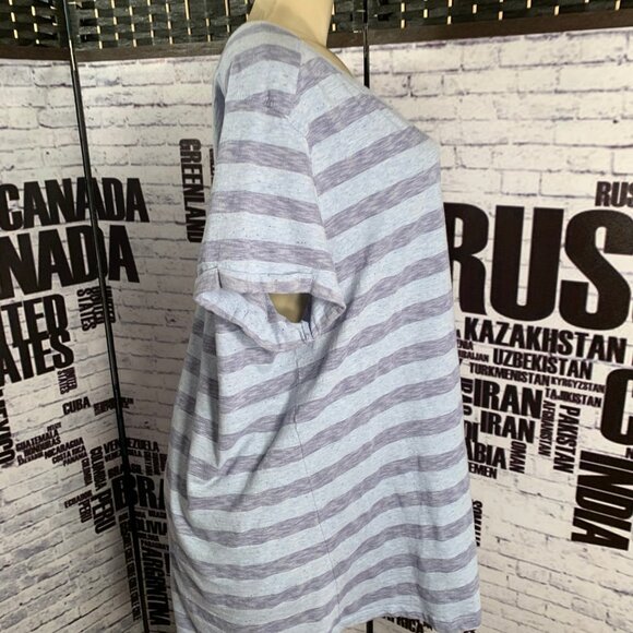 Natural Reflections Blue Striped Short Sleeve Top - Picture 3 of 6